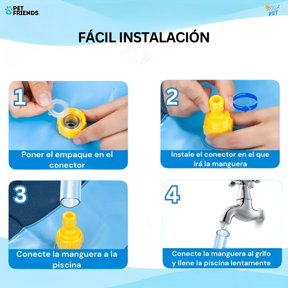 Alberca plegable para mascotas con chorros de agua - AquaPet