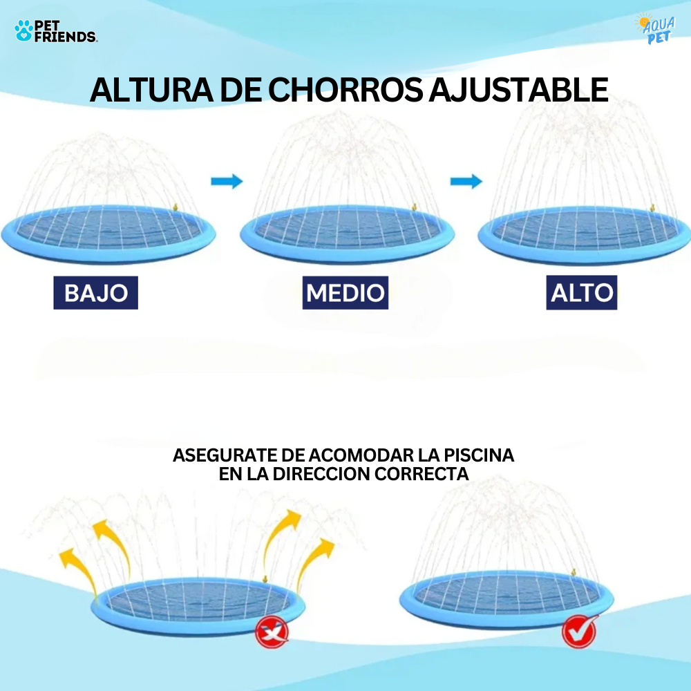 Alberca plegable para mascotas con chorros de agua - AquaPet