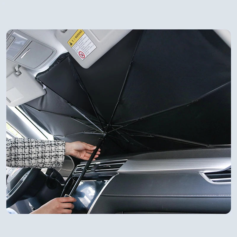 Parasol plegable con aislamiento UV para autos.
