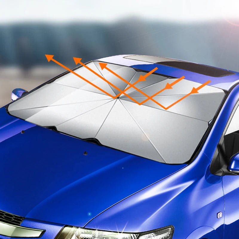 Parasol plegable con aislamiento UV para autos.