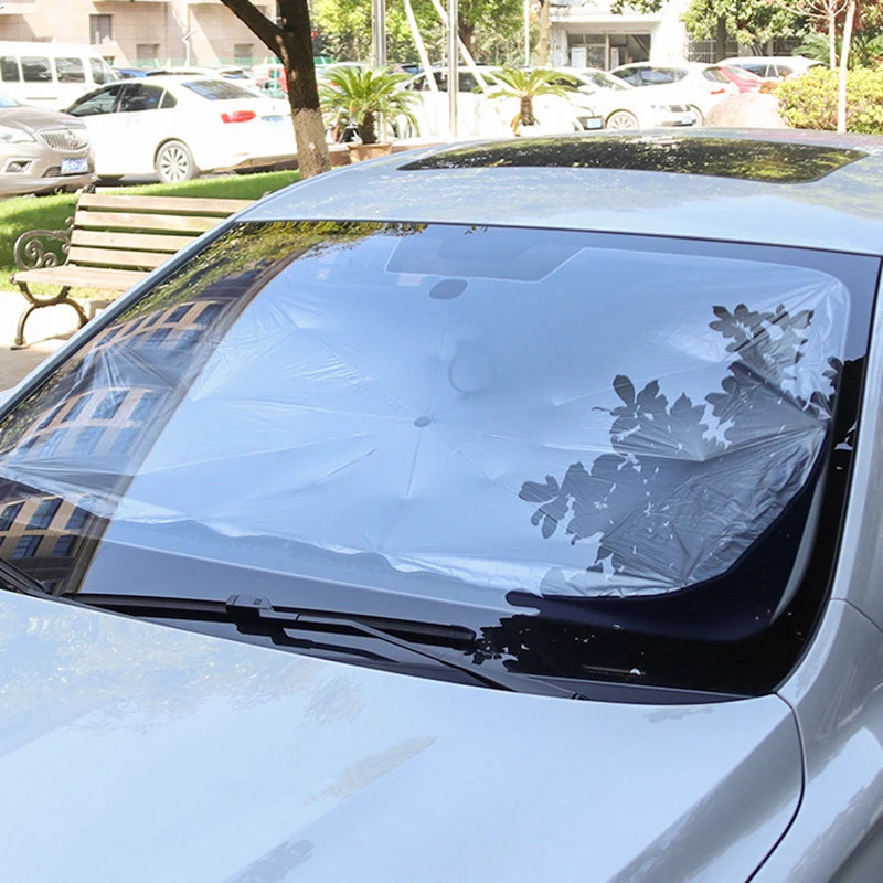 Parasol plegable con aislamiento UV para autos.